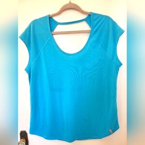 4 for $30 🌈 Under Armor cap sleeve keyhole mesh back turquoise  t-shirt size LG